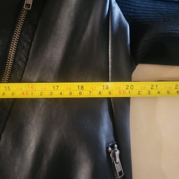 NWT BB Dakota "Gabrielle" Faux Black Leather Asymmetrical Jacket Moto - Size L - Picture 8 of 10
